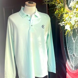 NWT French luxury brand Cerruti 1881 long sleeve polo shirt in mint green color